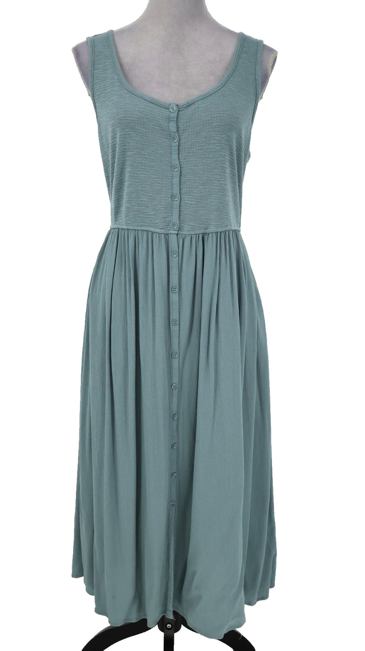 Frye Dress Womens XL Light Blue Cotton Stretch Knit Tank T-shirt Midi Boho
